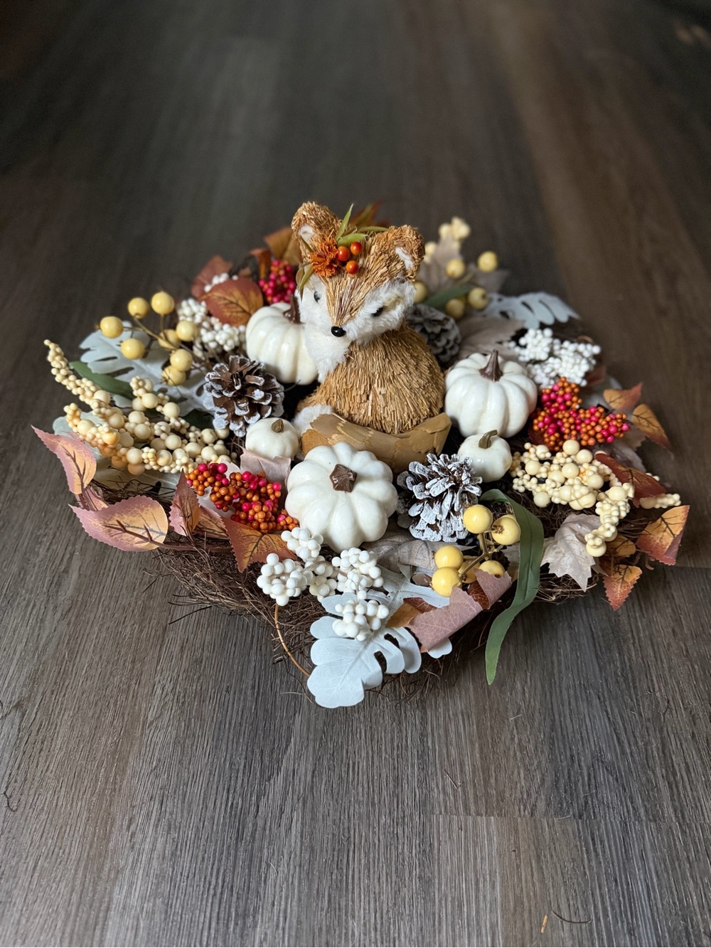 🦊 Autumn Sisal Fox & Wreath | For Centerpiece or Hang - Picture 6 of 15